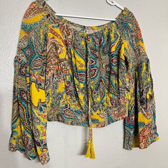 Band of Gypsy Off-Shoulder Top - Multicolor, very pretty NWT size Large casual - Picture 2 of 5